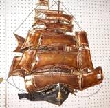 Lot 147  -  Mixed Metal Sailing Ship Wall Sculpture. -- Dimensions:   --- 