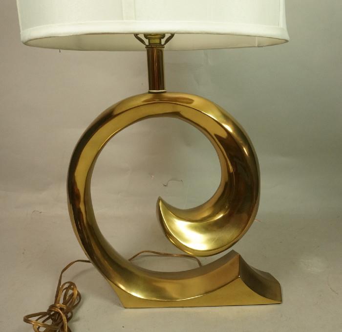 Lot 152  -  Brass PIERRE CARDIN Swoosh Table Lamp. -- Dimensions:  H: 28 inches: W: 15 inches --- 