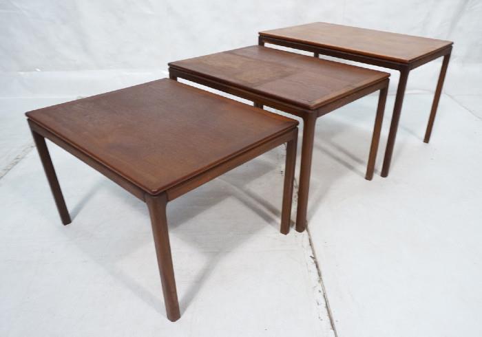 Lot 225  -  Set 3 DUX Danish Teak Modern Nesting Tables. Banded. Dux mark. -- Dimensions:  H: 20 inches: W: 30 inches: D: 20 inches --- 