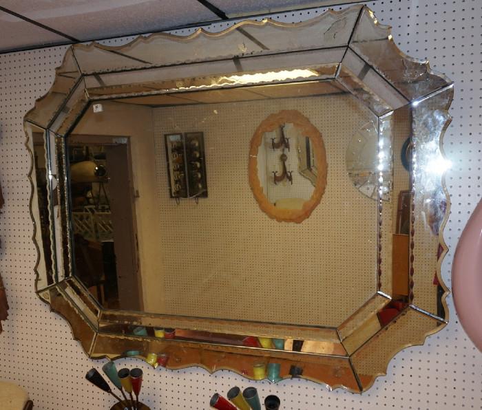 Lot 249  -  Large Wall Mirror. Fancy Multi Level Scalloped Frame. -- Dimensions:  H: 47 inches: W: 59 inches --- 