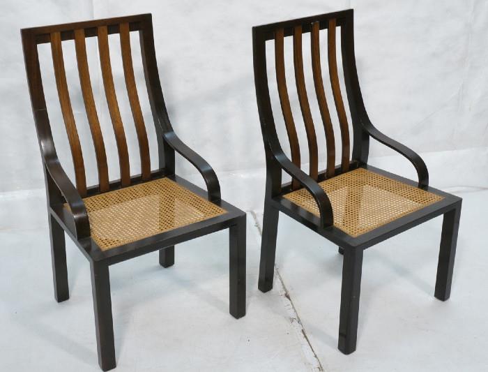 Lot 257  -  Pair Harvey Probber Arm Chairs with Cane Seats.  Unmarked.-- Dimensions:  H: 39.5 inches: W: 22 inches: D: 24 inches --- 