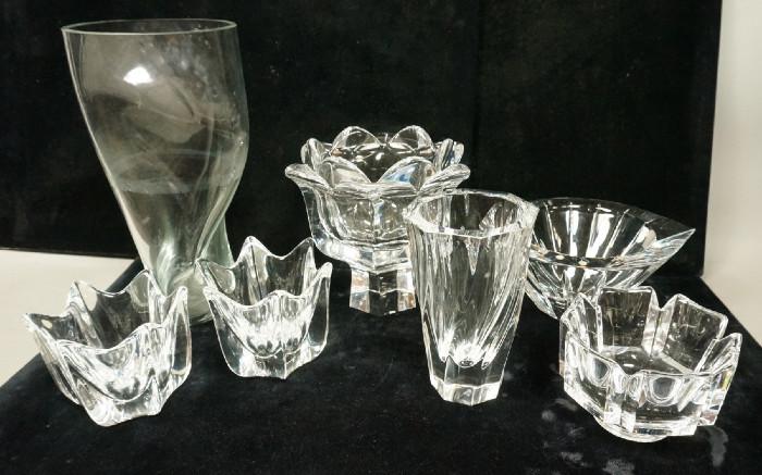 Lot 262  -  Lot 7pc ORREFORS Art Glass Bowls Vases. Sweden Art Glass. -- Dimensions:  H: 11 inches: W: 6.25 inches --- 