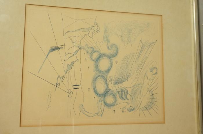 Lot 268  -  SALVADOR DALI Surrealist Print. Winged Horse Pegasus. Signed in Print. -- Dimensions:  Image Size: H: 11 inches: W: 9 inches --- 