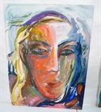 Lot 277  -  ALFRED ORTEGA Oil Painting on Canvas. Portrait of Woman in Red. Signed.-- Dimensions:  H: 40 inches: W: 30 inches --- 