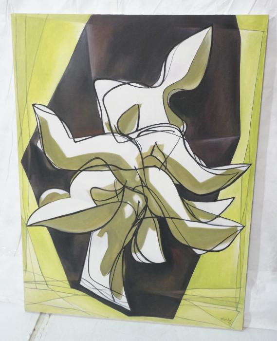 Lot 285  -  MAY BENDER Signed Oil Painting. Abstract Figural. Signed & dated 93.-- Dimensions:  Image Size: H: 48 inches: W: 36 inches --- 