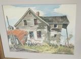 Lot 288  -  LOWELL ELLSWORTH SMITH Watercolor Landscape Painting. Figure and Dilapidated House. Signed.-- Dimensions:  Image Size: H: 18 inches: W: 23.5 inches --- 