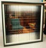 Lot 319  -  Pop Art Decorated Wall Mirror.  Silkscreen design.  Black and White.-- Dimensions:  H: 22.5 inches: W: 22.5 inches --- 