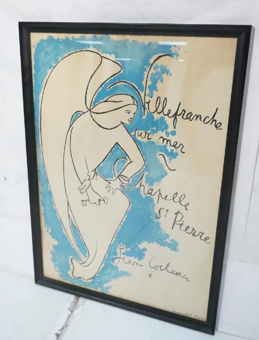 Lot 334  -  Jean Cocteau Poster of Angel with key.  Mourlot Paris.-- Dimensions:  Image Size: H: 29 inches: W: 19.75 inches --- 