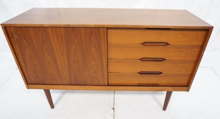Lot 359  -  Danish Modern Server Credenza.  1 sliding door and drawers.  Tapered peg legs.-- Dimensions:  H: 31 inches: W: 50 inches: D: 17 inches --- 