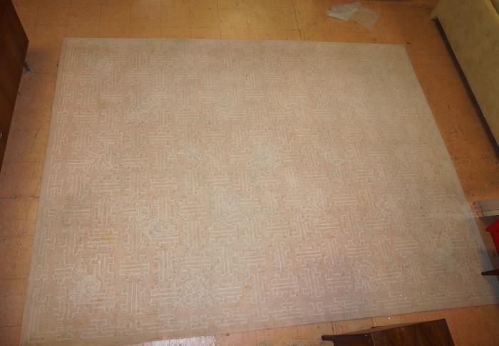 Lot 368  -  Large Edward Fields Carpet.  Signed.  Asian Pomegranate and lattice design.-- Dimensions:  : D: 9' inches: L: 11'11" inches --- 