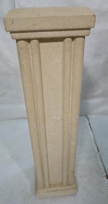 Lot 382  -  Cast Stone/Concrete Column Pedestal. Beveled Top. -- Dimensions:  H: 41 inches: W: 10.75 inches: D: 10.75 inches --- 