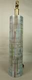 Lot 390  -  Large Pottery Column Form Table Lamp. Multi color glaze with incised design. Marked Italy.-- Dimensions:  H: 31.5 inches: W: 6 inches --- 