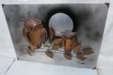 Lot 398  -  Large Kovacs 75 Wall Sculpture.  Copper Owls on Silver metal background.  Signed.-- Dimensions:  H: 32 inches: W: 46 inches --- 