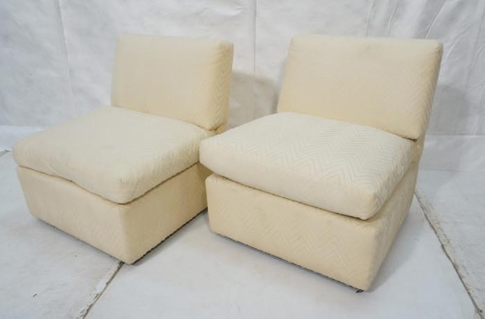 Lot 406  -  Pair Billy Baldwin Armless Lounge Chairs.  Labeled. -- Dimensions:  H: 29.5 inches: W: 27 inches: D: 28 inches --- 