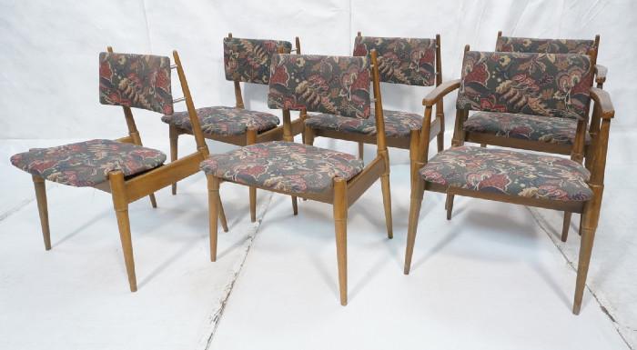 Lot 419  -  Set 6 Modernist Style Dining Chairs.  Angled frames, Tapered legs, Aluminum back supports.-- Dimensions:   --- 