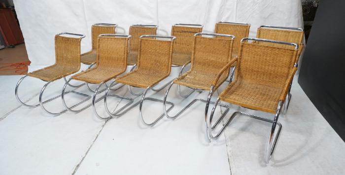Lot 423  -  Set 10 Stendig Mies Van Der Rohe Mr Chairs.  Woven seats and backs.-- Dimensions:  H: 32 inches: W: 22 inches: D: 31 inches --- 