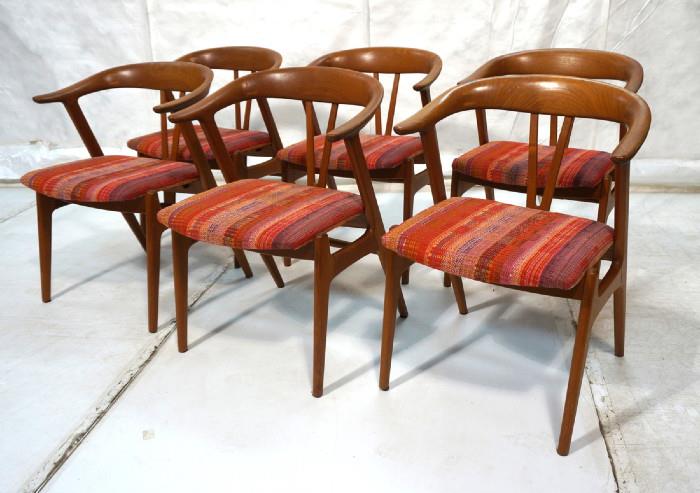 Lot 425  -  Set of Wegner Style Danish Teak Dining Chairs.  Wishbone backs.  Angled frames.-- Dimensions:  H: 29.5 inches: W: 22.5 inches: D: 21 inches --- 