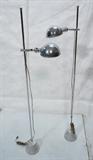 Lot 427  -  Pr OMI Chrome Floor Lamps. Thin rod column with semi circle shade. Adjustable height. Marked.-- Dimensions:  H: 56 inches: W: 12 inches --- 