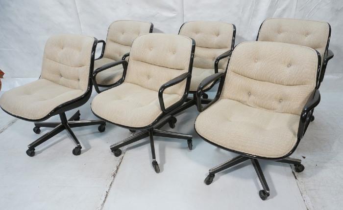 Lot 424  -  Set of 6 Knoll Pollock Office Chairs.  Black with Tan Upholstery.-- Dimensions:  H: 31.5 inches: W: 27 inches: D: 23 inches --- 