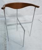 Lot 432  -  Modernist Teak & Chrome Bow Back Side Chair. FREDERIK SIECK. Tubular Chrome Frame with Bullhorn Back. Fritz Hansen, Denmark. Not Marked.-- Dimensions:  H: 27.25 inches: W: 21.75 inches: D: 19 inches --- 