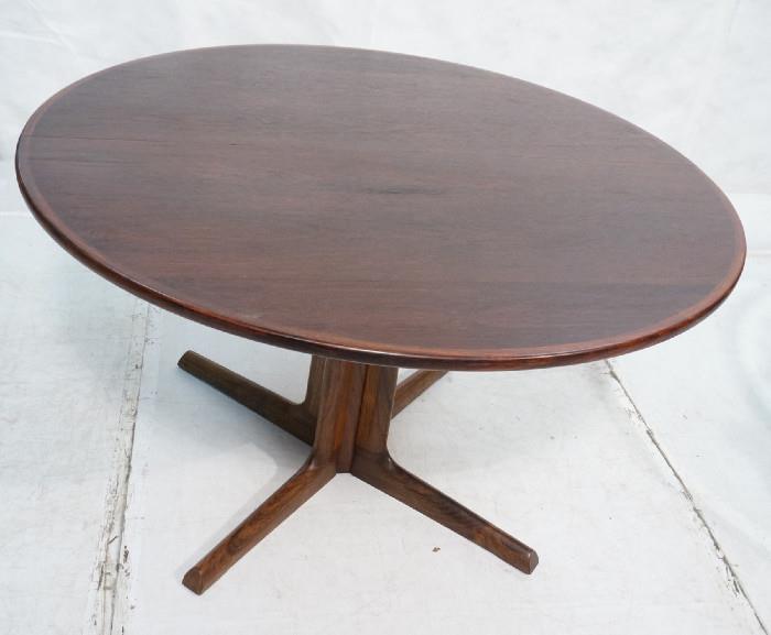 Lot 463  -  Danish Modern Rosewood Dining Table. Round Banded Top on "X" Base. Two 19.25" leaves. -- Dimensions:  H: 28 inches: W: 48 inches: D: 48 inches --- 
