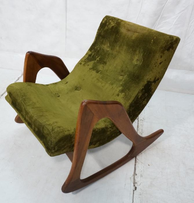 Lot 473  -  ADRIAN PEARSALL American Modern Walnut Rocker. Rocking Chair with Green Velvet Upholstery.-- Dimensions:  H: 32 inches: W: 28 inches: D: 34 inches --- 
