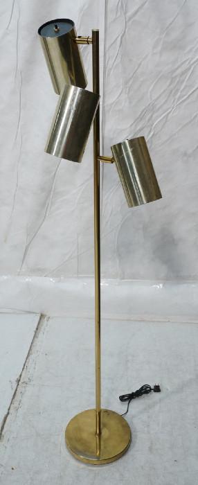 Lot 476  -  OMI Brass Tone Column Floor Lamp. Three Cylinder shades. Marked OMI-- Dimensions:  H: 58 inches: W: 16 inches --- 