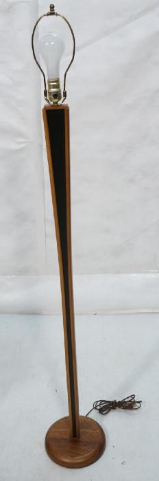 Lot 480  -  Wood Column Floor Lamp with black inset details. Black laminate. Modernist-- Dimensions:  H: 57 inches: W: 9 inches --- 
