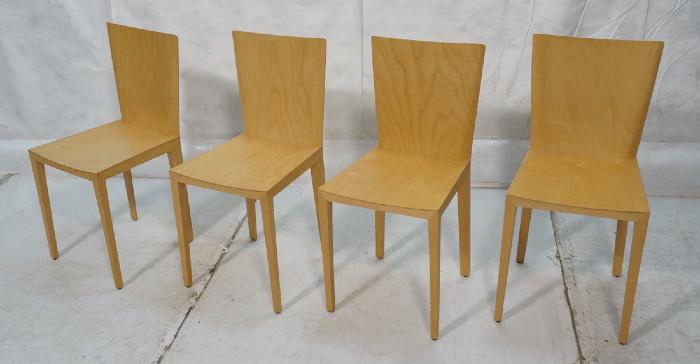 Lot 486  -  Set 4 Molded Birch Dining  Side Chairs. Clean Lines. Not marked.-- Dimensions:  H: 31.5 inches: W: 15 inches: D: 16 inches --- 