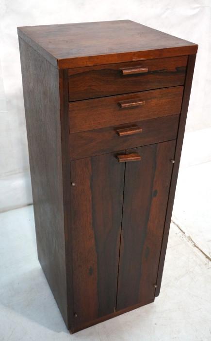 Lot 509  -  Rosewood Lingerie Chest.  3 Drawers over 2 Doors. Wood pulls. -- Dimensions:  H: 36.5 inches: W: 14 inches: D: 14 inches --- 