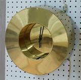 Lot 517  -  C JERE Brass Wall Clock. Deep Round Frame. Signed C JERE '77. Clock face has Sauteur label.-- Dimensions:  H: 12 inches: W: 5 inches --- 