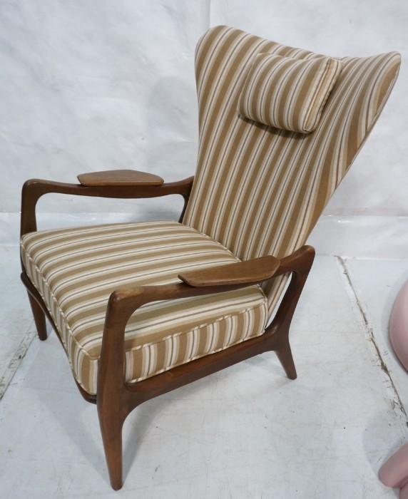 Lot 316  -  Adrian Pearsall Tall Back Lounge Chair.  American Modern Walnut.  Paddle arms.  Reupholstered.-- Dimensions:  H: 37.5 inches: W: 31.5 inches --- 