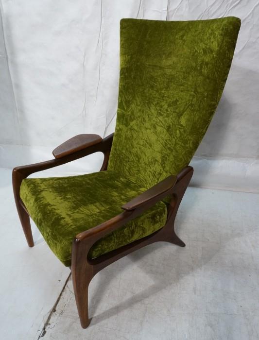 Lot 339  -  Adrian Pearsall  Tall Back Lounge Chair.  American Modern Walnut.  Paddle Arms.-- Dimensions:  H: 41.5 inches: W: 26.5 inches: D: 27 inches --- 