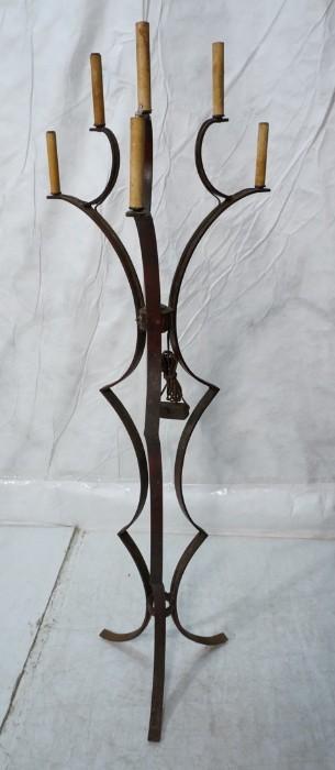 Lot 540  -  Painted Iron JEAN ROYERE style Six Arm Floor Lamp. -- Dimensions:  H: 64 inches: W: 19 inches: D: 19 inches --- 
