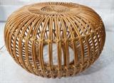 Lot 553  -  FRANCO ALBINI Rattan Hassock Ottoman Stool. Bubble shape. Not marked-- Dimensions:  H: 14 inches: W: 24 inches --- 