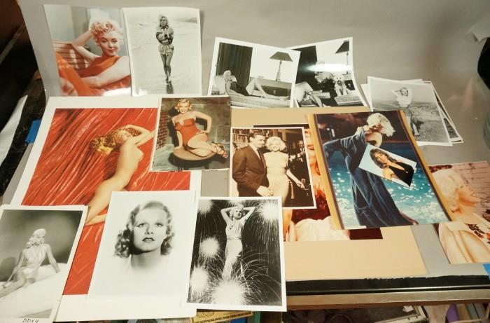 Lot 554  -  Lot Marilyn Monroe & other women photos. One marked photo by Tom Kelley. One Jean Harlow.-- Dimensions:  Image Size: H: 20.5 inches: W: 15.75 inches --- 