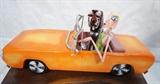 Lot 580  -  DERR Signed Polychrome Wood Car Sculpture. "BAMBI & BOZWELL" Signed & Dated '05. Discovery Gallery Tag. -- Dimensions:  H: 33.5 inches: W: 16 inches: D: 11 inches --- 