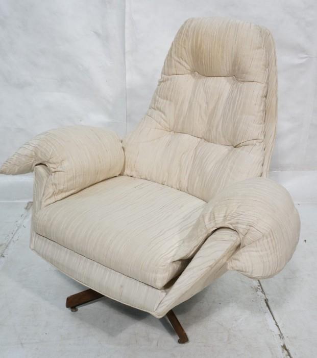 Lot 630  -  ADRIAN PEARSALL style Swivel  Lounge Chair. Cream textured fabric. Not marked. -- Dimensions:  H: 42 inches: W: 44 inches: D: 32 inches --- 