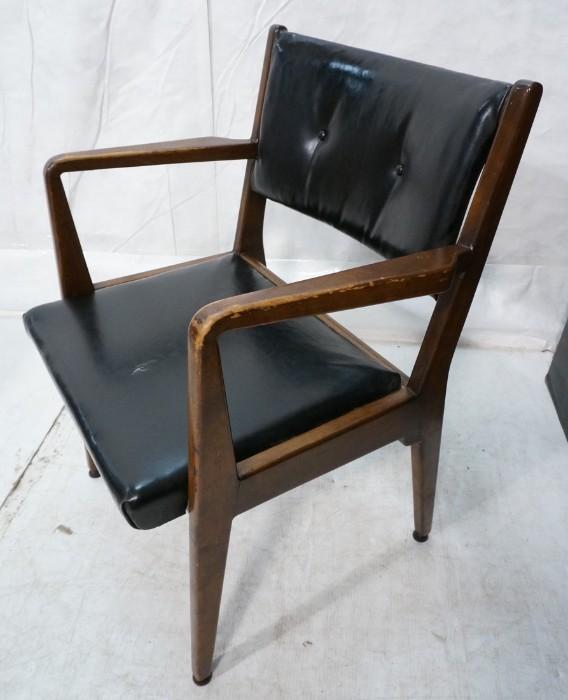 Lot 637  -  JENS RISOM Arm Side Chair. American Modern. Black Vinyl Seat & Back. Marked. -- Dimensions:  H: 32 inches: W: 21 inches: D: 22 inches --- 