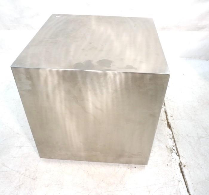 Lot 642  -  Stainless Cube End Table.  Industrial finish. CHIASSO Exclusive, Made in India. -- Dimensions:  H: 18.75 inches: W: 18 inches: D: 18 inches --- 