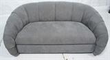 Lot 686  -  Gray Blue Ultra suede Contemporary Sofa Couch. Black wood feet. -- Dimensions:  H: 30 inches: W: 64 inches: D: 31 inches --- 