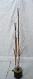 Lot 688  -  C JERE Tall Copper & Mixed Metal Cattails Sculpture Light. Light bulb in base. Signed & dated. -- Dimensions:  H: 80 inches: W: 10.25 inches --- 