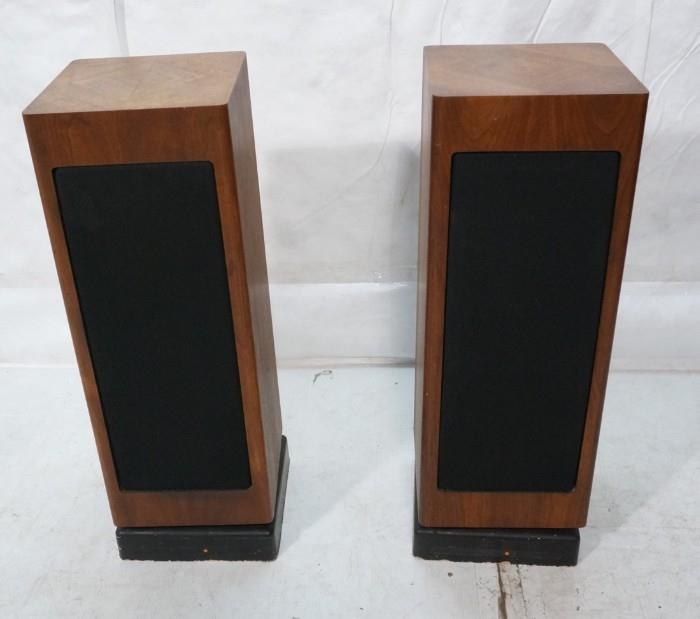 Lot 695  -  Pr CONTRARA Pedestal  K1 Modernist Wood Speakers. Marked.  -- Dimensions:  H: 33.5 inches: W: 11.5 inches: D: 11.5 inches --- 
