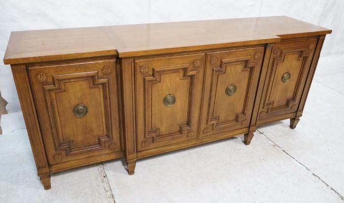 Lot 697  -  BAKER by MILLING ROAD Credenza Cabinet Sideboard. Four doors Regency style cabinet. Two interior drawers. Marked. -- Dimensions:  H: 32 inches: D: 20 inches: L: 76 inches --- 