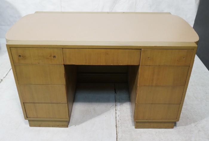 Lot 727  -  GROSFELD HOUSE Desk. Leather Top & Sides. -- Dimensions:  H: 30.25 inches: W: 52 inches: D: 28 inches --- 