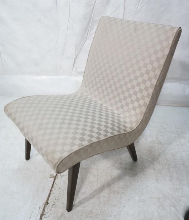 Lot 743  -  JENS RISOM style Chair. Square Tapered Legs. Checkered upholstery. -- Dimensions:  H: 30.5 inches: W: 20.5 inches: D: 24 inches --- 