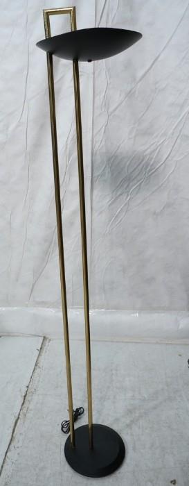 Lot 751  -  Brass & Black Metal Modernist Halogen Floor Lamp. Contemporary. -- Dimensions:  H: 70.5 inches: W: 13 inches --- 