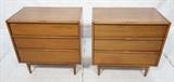 Lot 759  -  Pr 3 Drawer Chests  Cabinets. Wicker handles. -- Dimensions:  H: 30 inches: W: 30 inches: D: 19 inches --- 