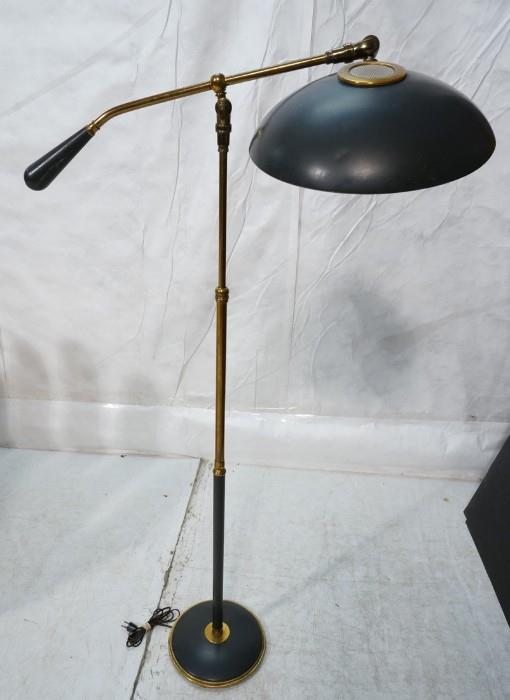 Lot 760  -  Brass & Metal Floor Lamp. Blue Metal Cantilever style. -- Dimensions:  H: 55 inches: W: 31 inches: D: 13 inches --- 