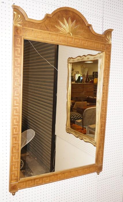 Lot 803  -  Decorator Wall Mirror with Greek Key design. Arched crest top-- Dimensions:  H: 56 inches: W: 35.5 inches --- 